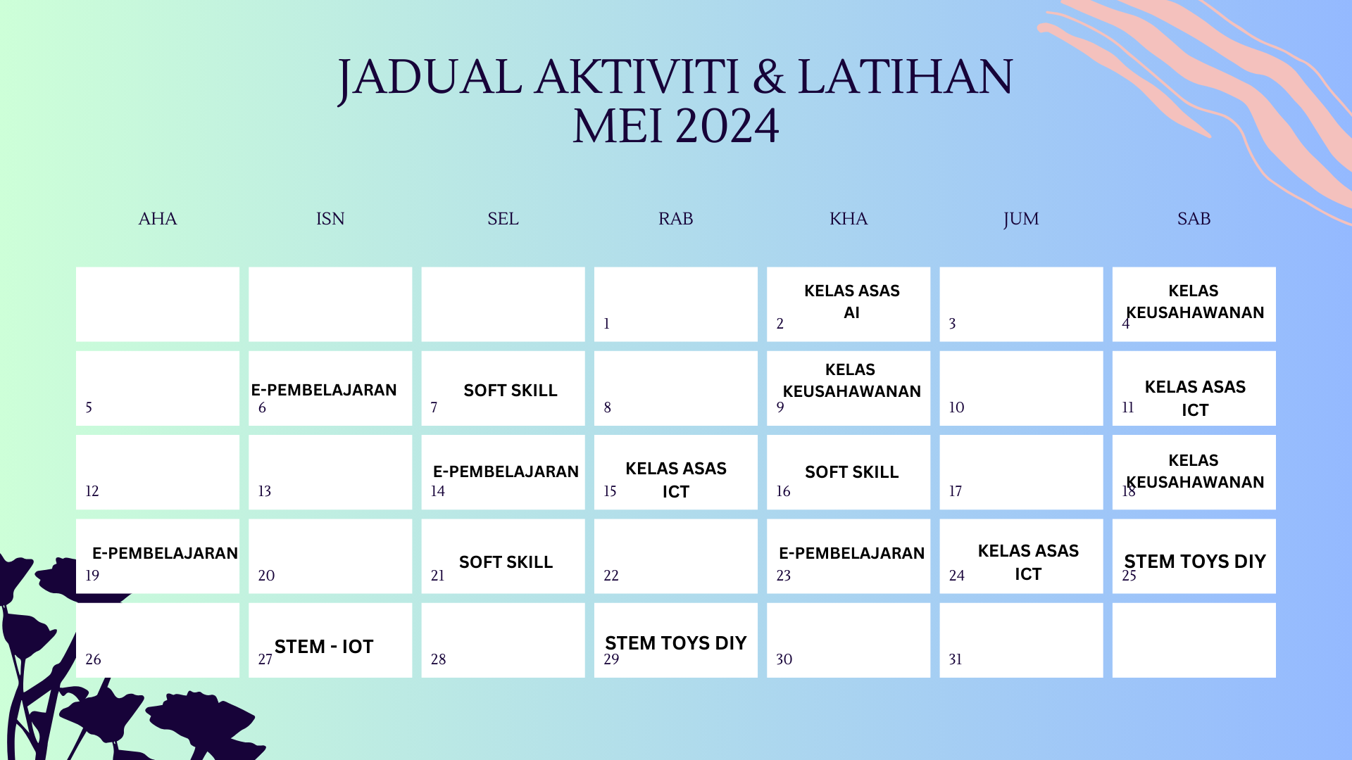 JADUAL AKTIVITI LATIHAN MEI 2024