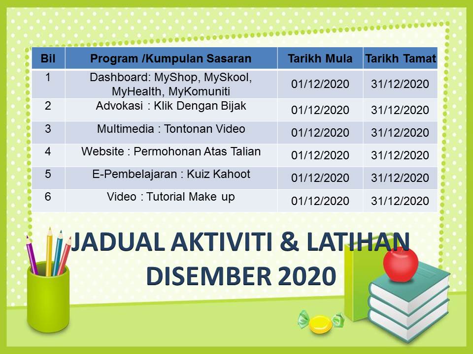 JADUAL AKTIVITI DIS 2020