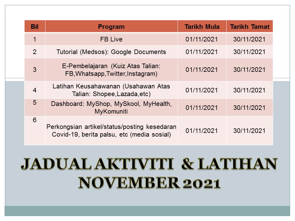 JADUAL AKTIVITI NOV 2021