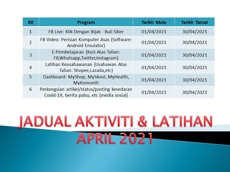 JADUAL AKTIVTI APRIL 2021