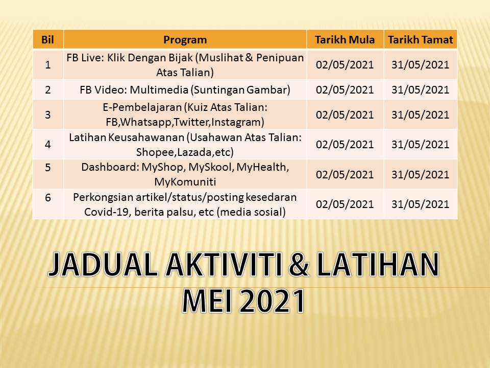 JADUAL AKTIVTI MEI 2021