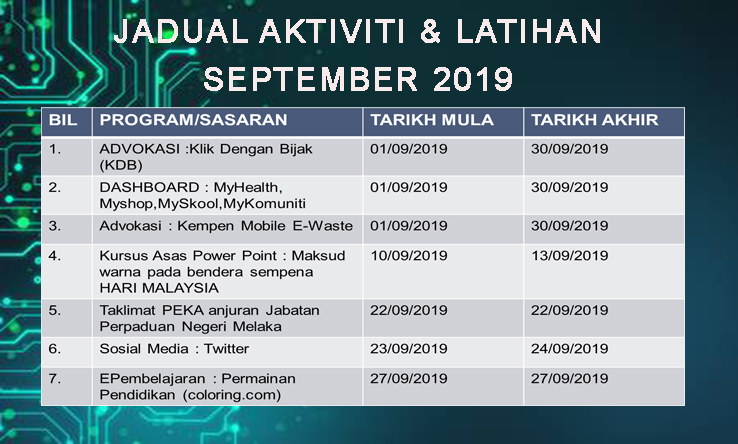 jadual aktiviti sep 2019